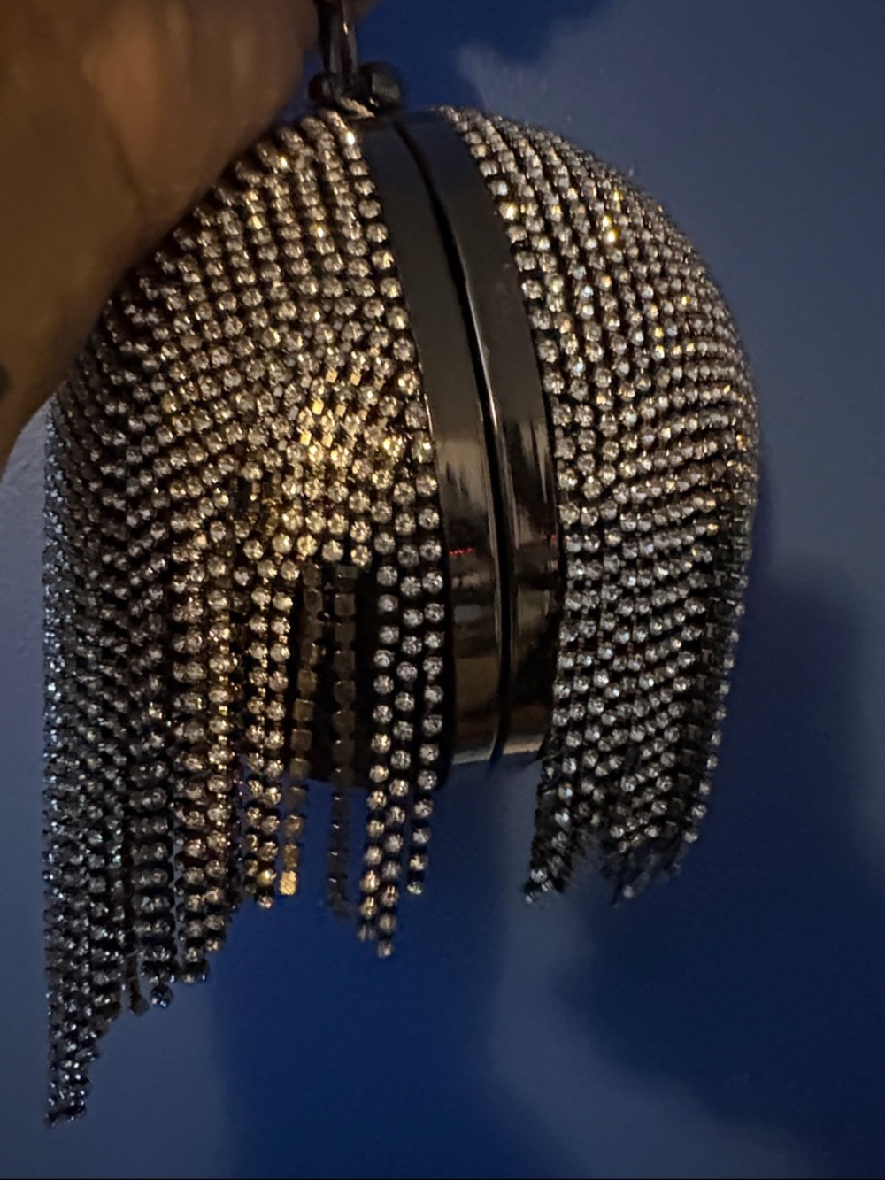 Le Miel Crystal Fringe Wristlet / Cross Body Bag - Silver - Picture 5 of 6